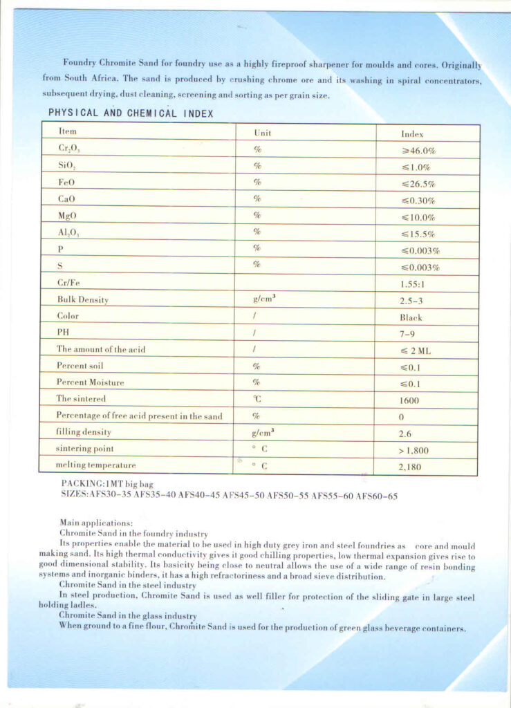 foundry chromite sand